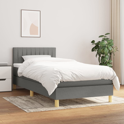 Greatstore Box spring postelja z vzmetnico temno siva 90x190 cm blago