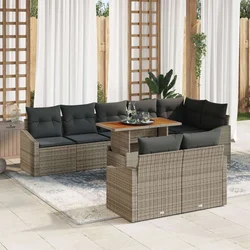 vidaXL Vrtna sedežna garnitura 9 pcs Siva in rjava 100 x 55 x 73 cm