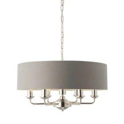Endon 94373 - Luster na lancu HIGHCLERE 6xE14/40W/230V siva/sjajni hrom