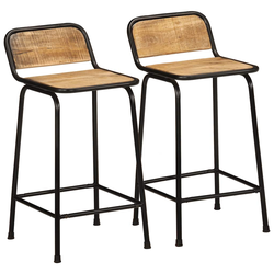 Barske stolice 2 kom 46x35,5x80 cm puno drvo grubo mango