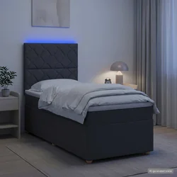 vidaXL Postelja boxspring z vzmetnico Temno siva 80 x 200 cm Blago