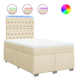 Vidaxl Box spring postelja z vzmetnico krem 120x190 cm blago