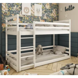 Drveni Dečiji Krevet Na Sprat Mini - Beli - 160*80 Cm