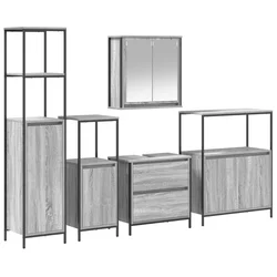 Set namještaja za kupaonicu Zidne 5 pcs Siva Konstruirano drvo