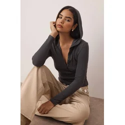 Trendyol Milla ženska bluza Twoaw26Bz00033, Siva-Antracit