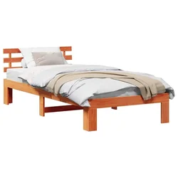 Vidaxl Konstrukcija postelje z vzglavjem Voskast rjav 90 x 190 cm