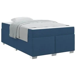 Vidaxl Konstrukcija postelje z vzmetnico Modra 120 x 200 cm blago