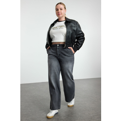 Trendyol Curve Anthracite High Waist Wide Leg Plus Size Jeans