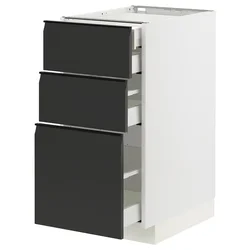 METOD / MAXIMERA Pod.elem.3front/2dnj/1srd/1vis.fiok, bela/Upplöv boja antracita, mat, 40x60 cm