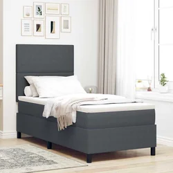 LED Box Spring Krevet Tamno siva i bijela 100 x 200 cm