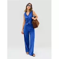 Sinsay - Široke pantalone sa mešavinom lana - indigo