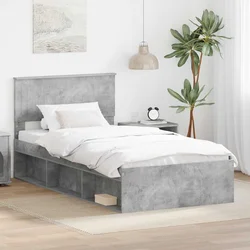 Konstrukcija postelje z vzglavjem Betonsko siva 100 x 200 cm