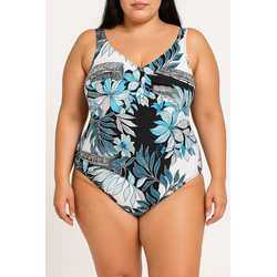 Plus size enodelne kopalke s potiskom, bele
