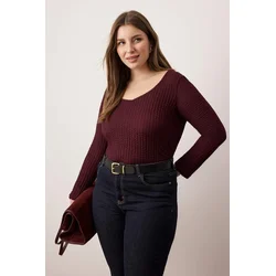 Trendyol Curve Ženska bluza Tbbaw26Af00034, Bordo