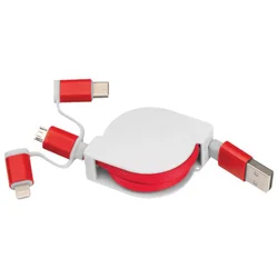 KABEL ZA PUNJENJE UVLAČNI USB SA 3 KONEKTORA MACMA 2165205 CRVENI