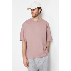 Trendyol Pale Pink Oversize/Wide-Fit Basic 100% Cotton T-Shirt