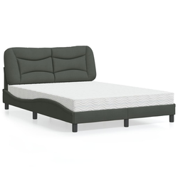vidaXL Postelja z vzmetnico temno siv 140x190 cm blago