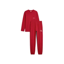 Calvin Klein Dolga pižama HOLIDAY ecru/krvavo rdeča/bela