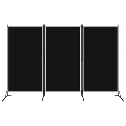 Sobna pregrada s 3 panela crna 260 x 180 cm