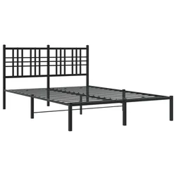 Vidaxl Kovinski posteljni okvir z vzglavjem črn 140x190 cm