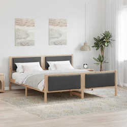 Krevetna konstrukcija Tamno siva 200 x 200 cm tkanina Smeđa