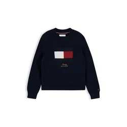 TOMMY HILFIGER Pulover mornarska/ognjeno rdeča/off-bela
