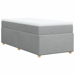 Vidaxl Box spring postelja z vzmetnico svetlo siv 100x200 cm blago