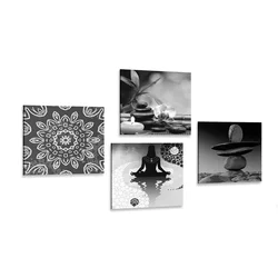 Komplet slik harmonija Fengshui v črnobeli varianti - 4x 60x60
