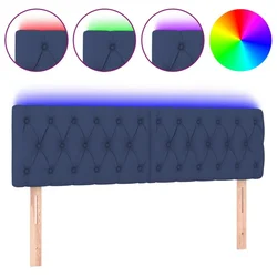 Vidaxl LED posteljno vzglavje modro 160x7x78/88 cm blago