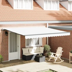 Skrovita tenda Bijelo 400 × 350 cm Tkanina i Aluminij