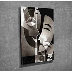 WallXpert slika na platnu DC054, pozorišne maske komedije i tragedije u sepija tonovima, 30 x 40 cm