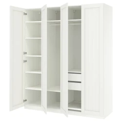 PAX / GULLABERG Kombinacija garderobera, bela/bela, 200x60x236 cm