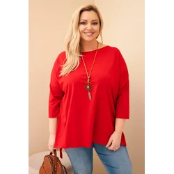 Plus size asimetrična bluza z ogrlico