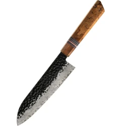 Damaskasti kuhinjski nož ZE-37430 - Santoku / Smeđa KP37430
