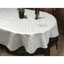 Stolnjak Ovalnog oblika 160x220cm Bela boja-lotos ( VLK0001360-belalotosovalni )