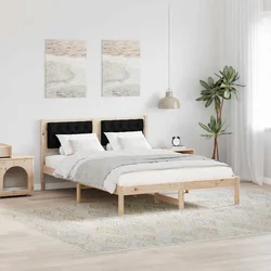 vidaXL Konstrukcija postelje z vzglavjem Črna 140 x 200 cm blago