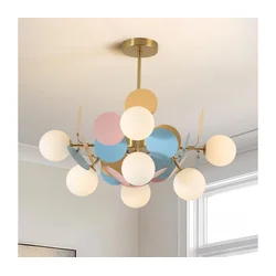 Brilagi - Luster na štangu BALMO 8xG9/9W/230V prečnik 60 cm zlatna/plava/ružičasta