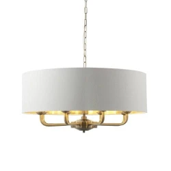 Endon 98938 - Luster na lancu HIGHCLERE 8xE14/40W/230V prečnik 70 cm bela/mesing