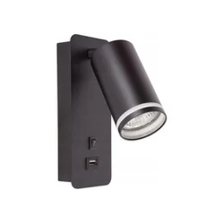 Zidno spot svetlo sa USB punjačem 1xGU10/35W/230V crno