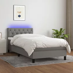 vidaXL Box spring postelja z vzmetnico LED temno siva 80x200 cm blago