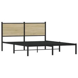 Vidaxl Kovinski posteljni okvir brez vzmetnice sonoma hrast 140x200 cm