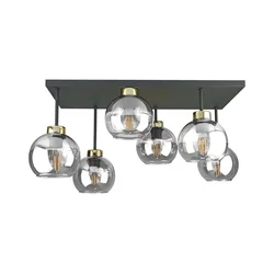 Plafonski luster NESSA 6xE27/60W/230V crni/zlatni/prozirni