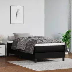 Madrac s džepičastim oprugama srednje tvrdoće crni 90x200x20 cm od umjetne kože