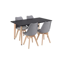 Silla 120 jedilni komplet 4+1, črno-siva