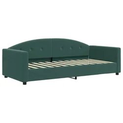 Vidaxl Raztegljiva postelja temno zelena 90x200 cm žamet