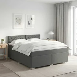 vidaXL Postelja boxspring z vzmetnico Temno siva 160 x 200 cm Blago