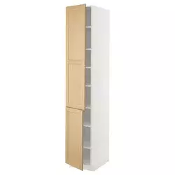 METOD Visoki element s policama/2 vrata, bela/Forsbacka hrastovina, 40x60x220 cm