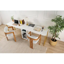 Hanah home Radni sto 240x74x60?cm Belo-Zlatni