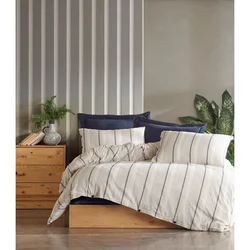 Avva - Dark Blue Dark BlueWhite Double Quilt Cover Set