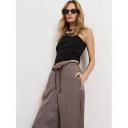 Sinsay - Wide leg pantalone sa dekorativnim vezivanjem u struku - braon